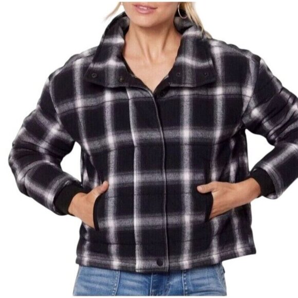 Evereve Women's Lucy Plaid Cropped Jacket SIZE-MEDIUM - Picture 2 of 13